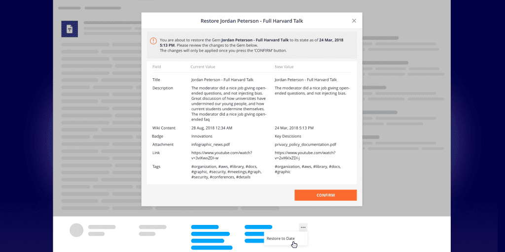 Restore Content to Point-in-Time