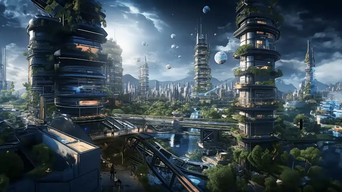 Midjourney depiction of a normal future of ai