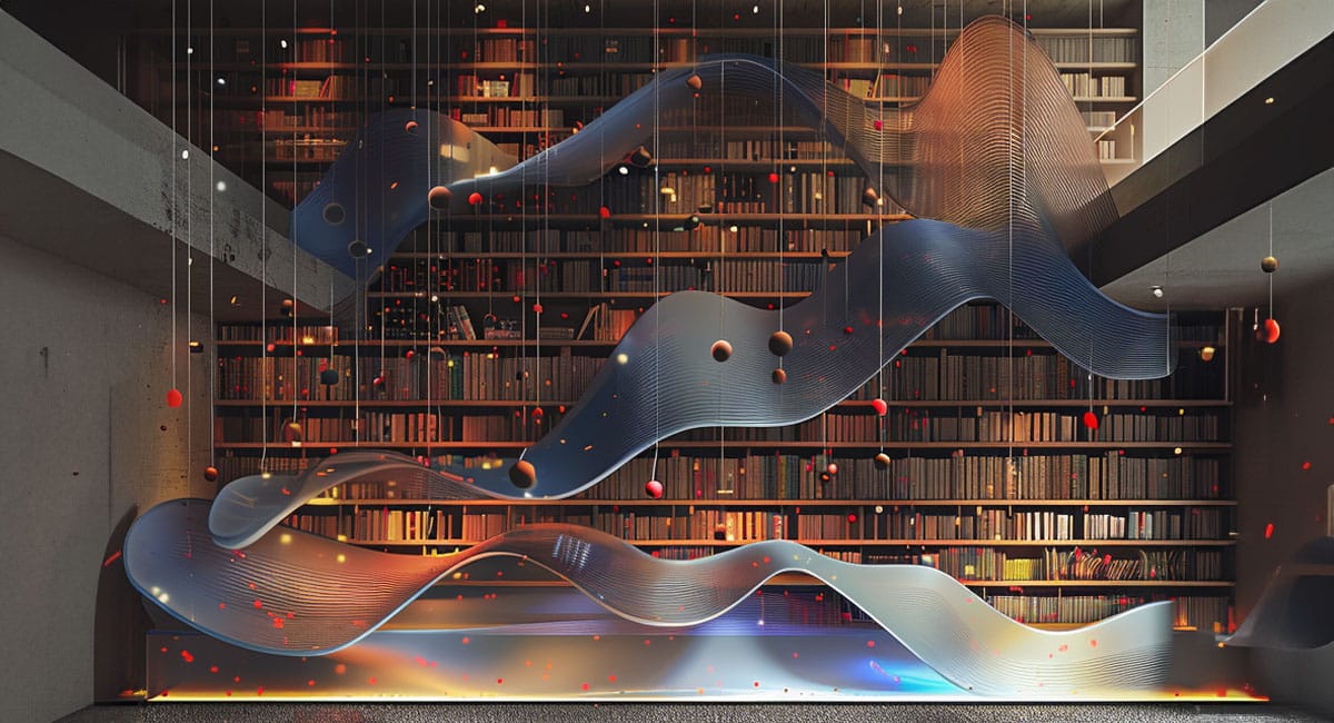 Midjourney depiction of RNN architectures. Futuristic bookshelf.