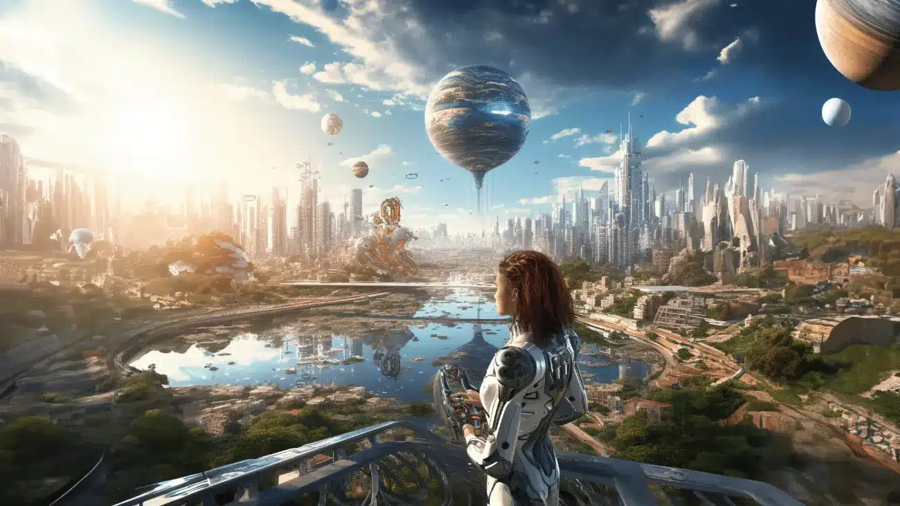 Midjourney depiction of an optimistic future of ai
